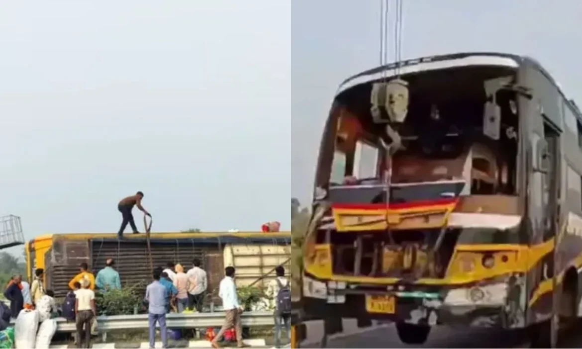 Major accident double-decker bus overturns Lucknow