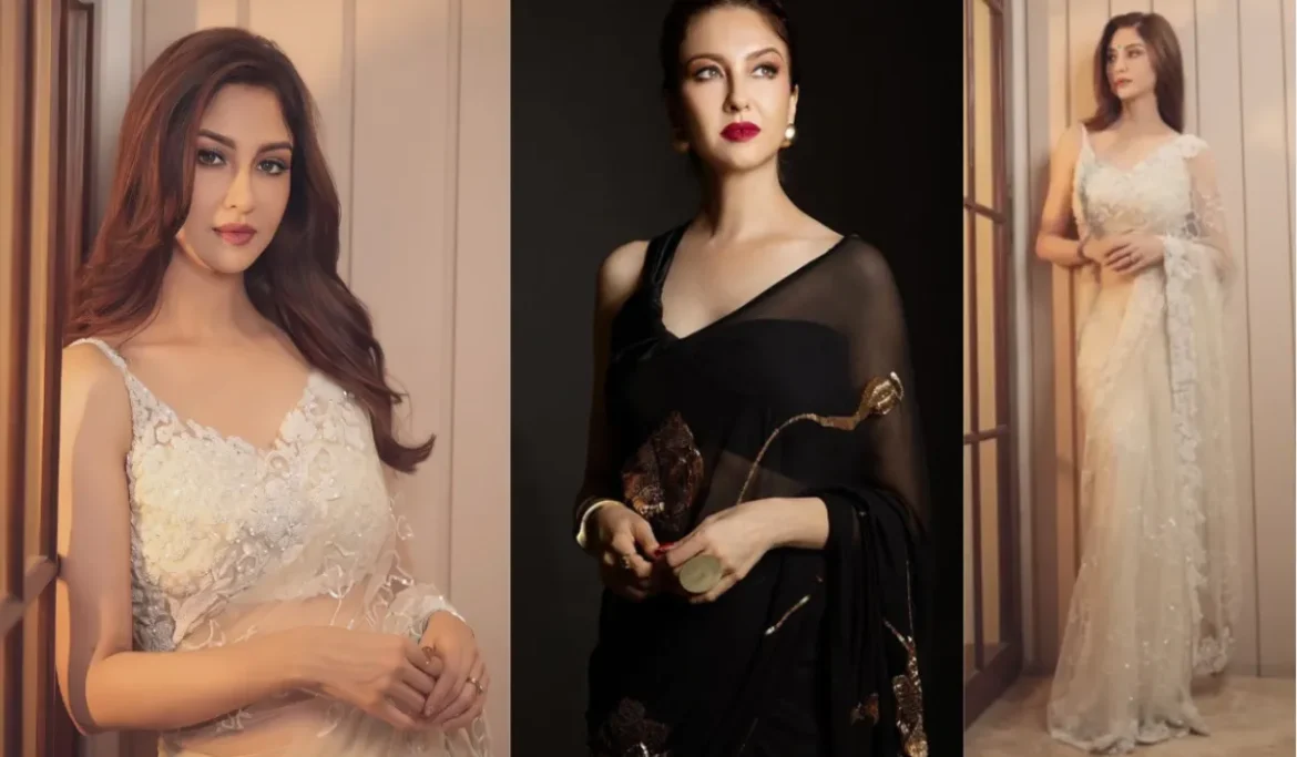 white saree looks