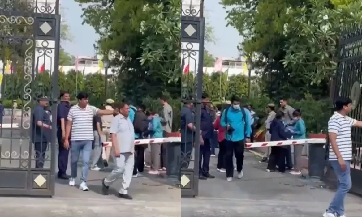 Car crashes through gate enters Delhi Assembly