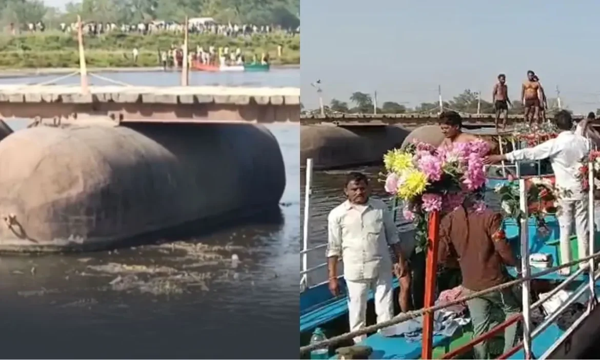 Mathura Boat Overturns River After Striking Pontoon Bridge