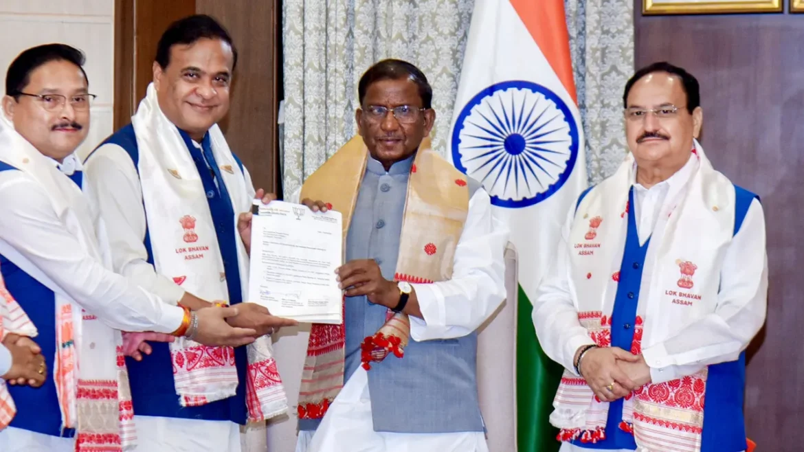 असम में राज्यपाल से मिले एनडीए नेता: जेपी नड्डा और नायब सिंह सैनी की मौजूदगी में पेश किया सरकार बनाने का दावा