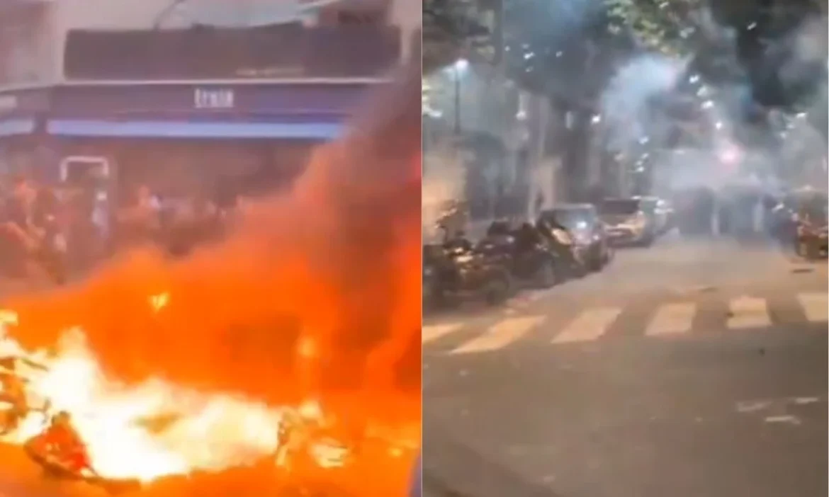 Paris police violence PSG Champions League victory celebrations