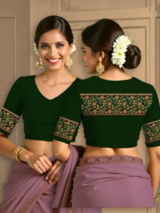 Front and back designs green blouse