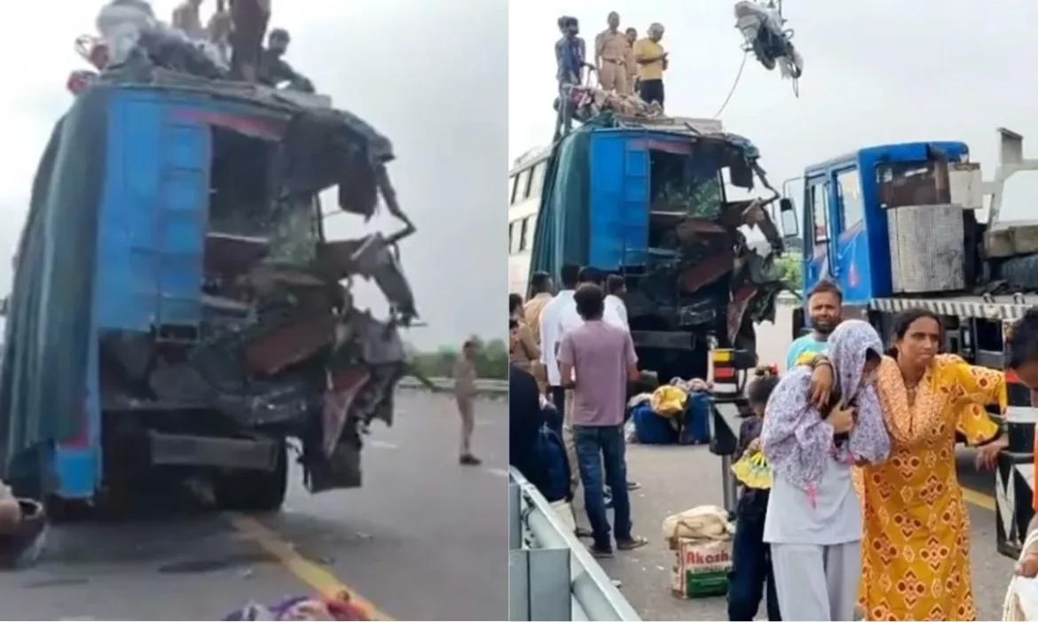 UP Truck crashes bus Sultanpur 3 killed 11 injured