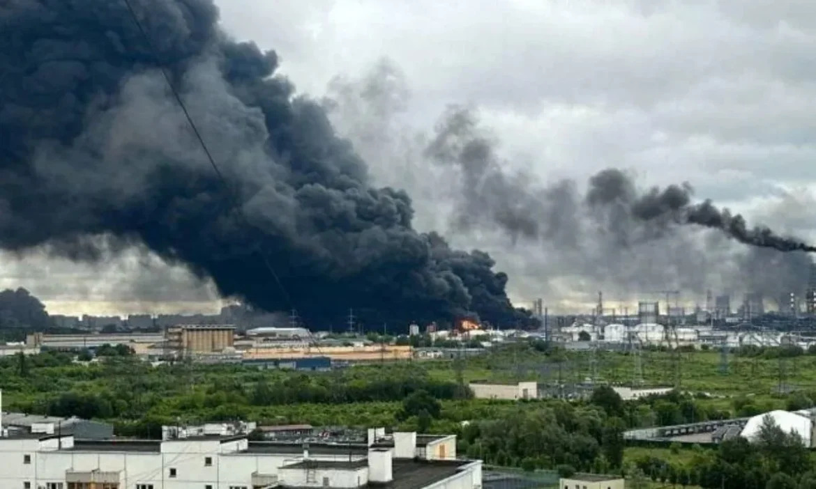 Ukraine drones hit Russian refinery fire