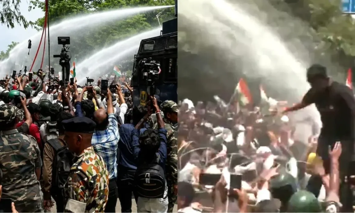 Protesting face water cannons march Jharkhand assembly