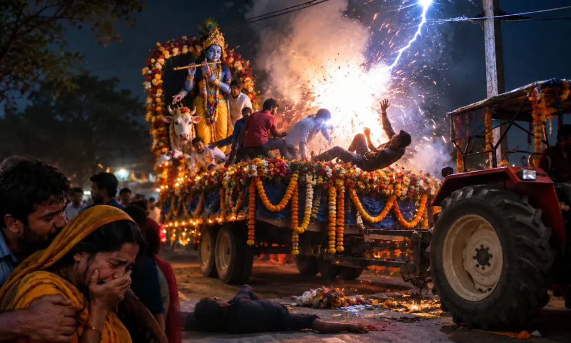 UP के बरेली में मातम में बदलीं खुशियां: झांकी की ट्रैक्टर ट्रॉली में उतरा करंट, जोरदार धमाके के साथ दो की गई जान