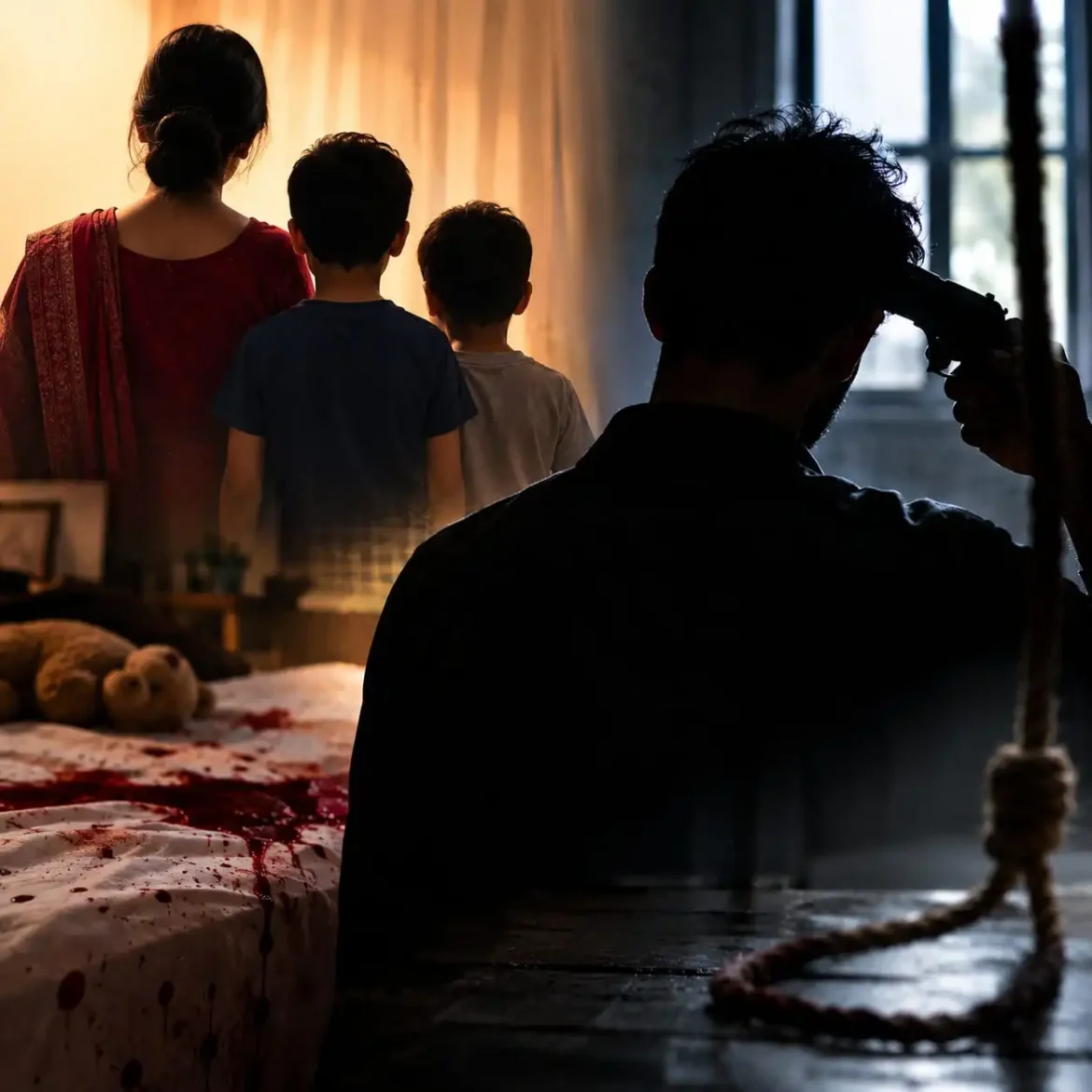 Raipur Man kills wife two minor sons suicide bid