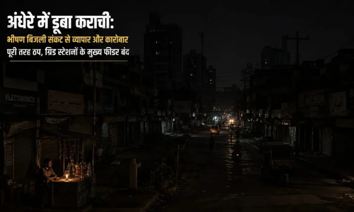 अंधेरे में डूबा कराची: भीषण बिजली संकट से व्यापार और कारोबार पूरी तरह ठप, ग्रिड स्टेशनों के मुख्य फीडर बंद
