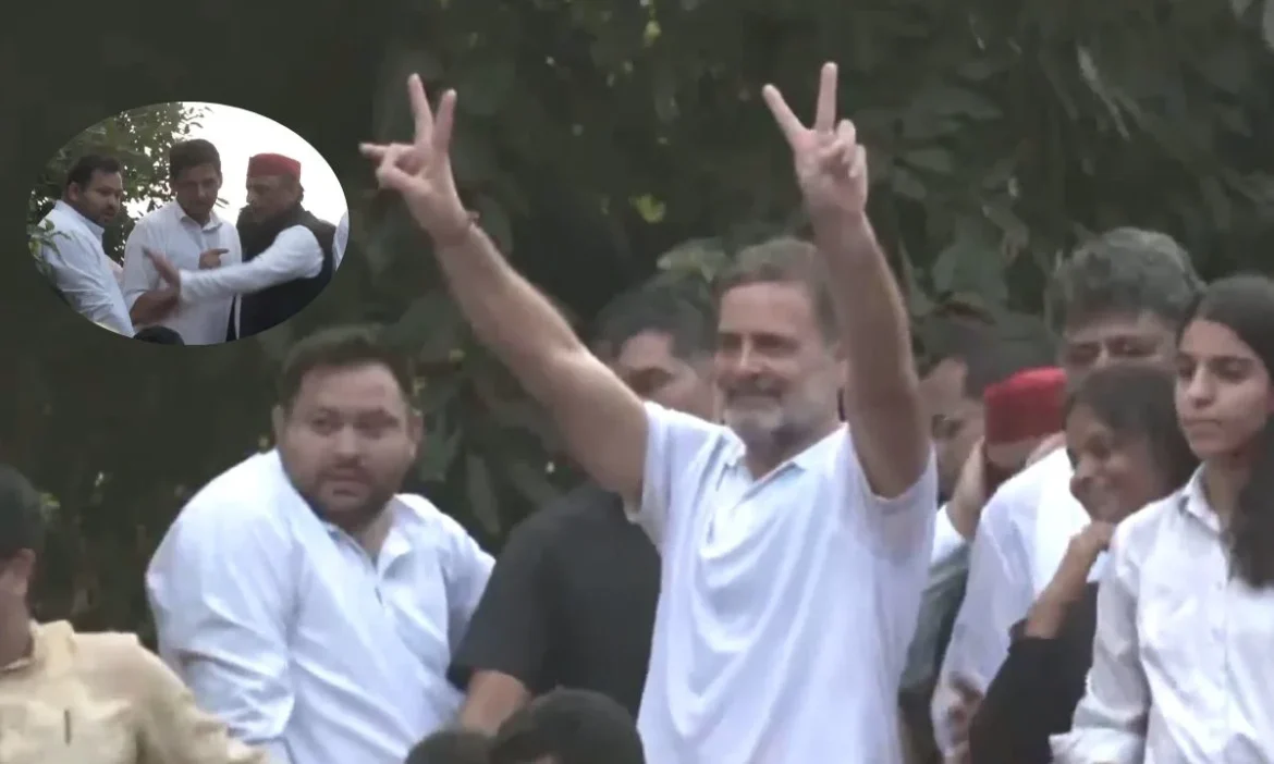 Crowd surges INDIA bloc march Supreme Court