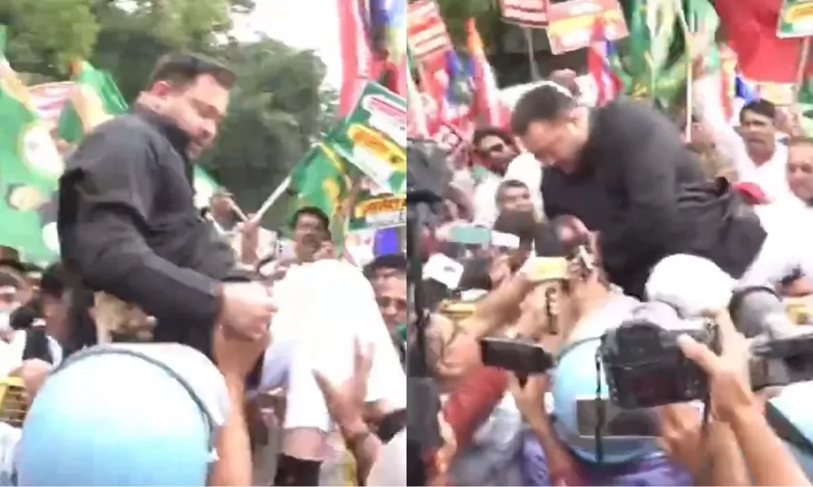 Patna Tejashwi Yadav launches massive protest